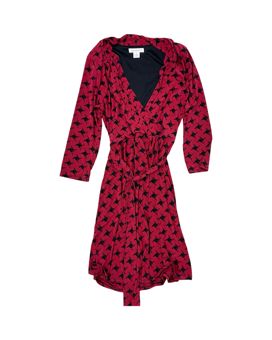 Dress Casual Midi By Liz Claiborne In Black & Red, Size:M
