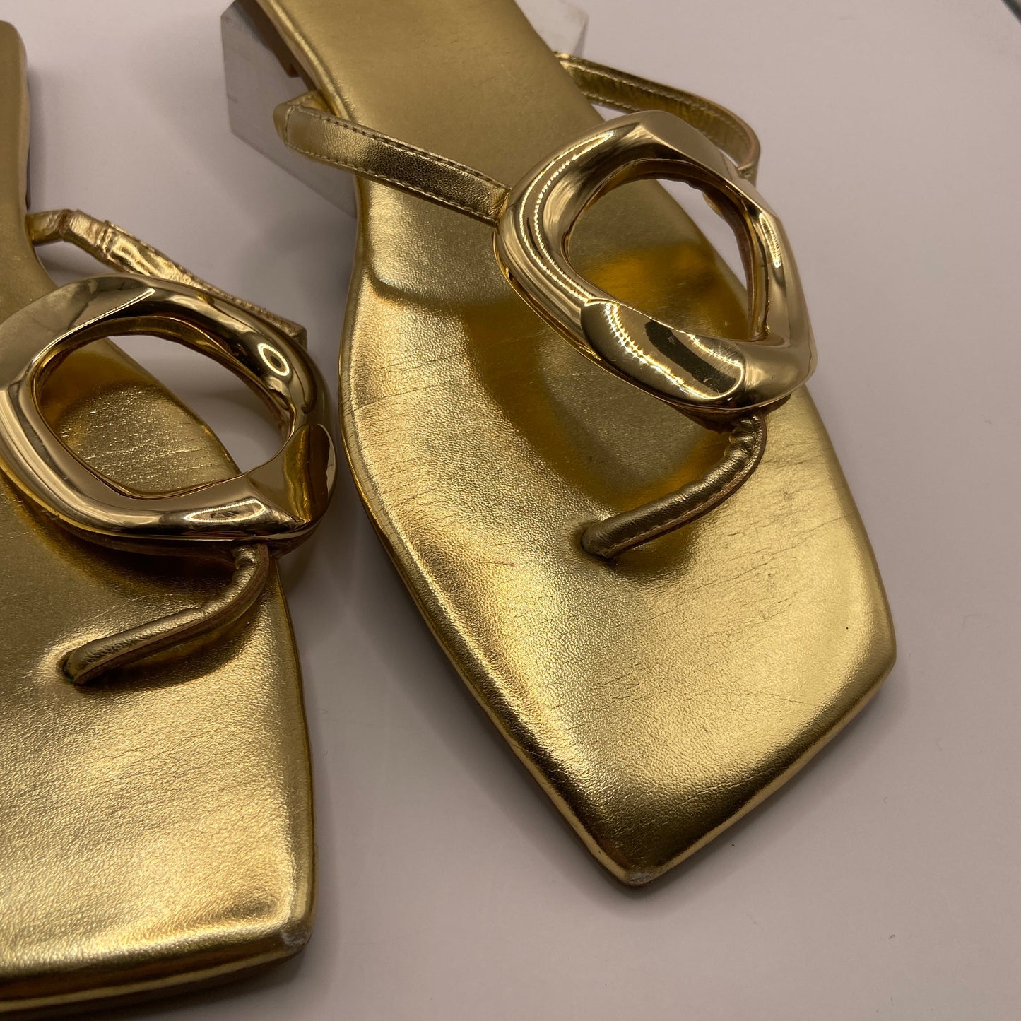 Sandals Flip Flops By Inc In Gold, Size: 10.5