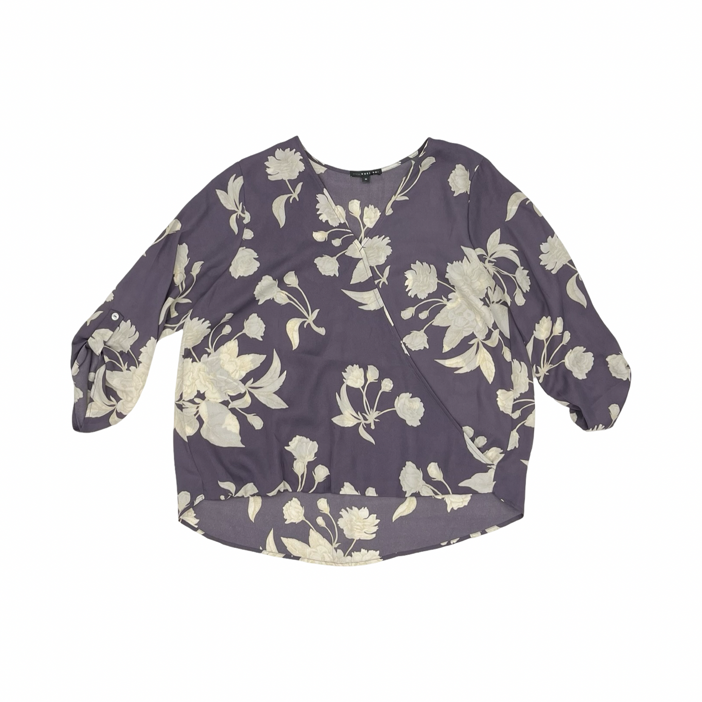 Blouse 3/4 Sleeve By West Kei In Purple & Tan, Size:M