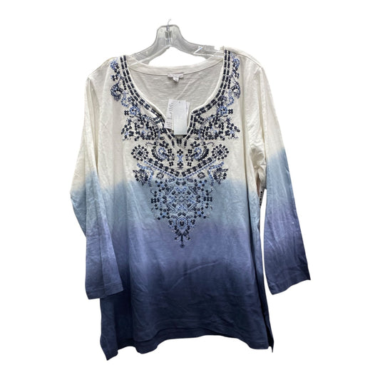 Top Ls By Avenue In Blue & White, Size:1X