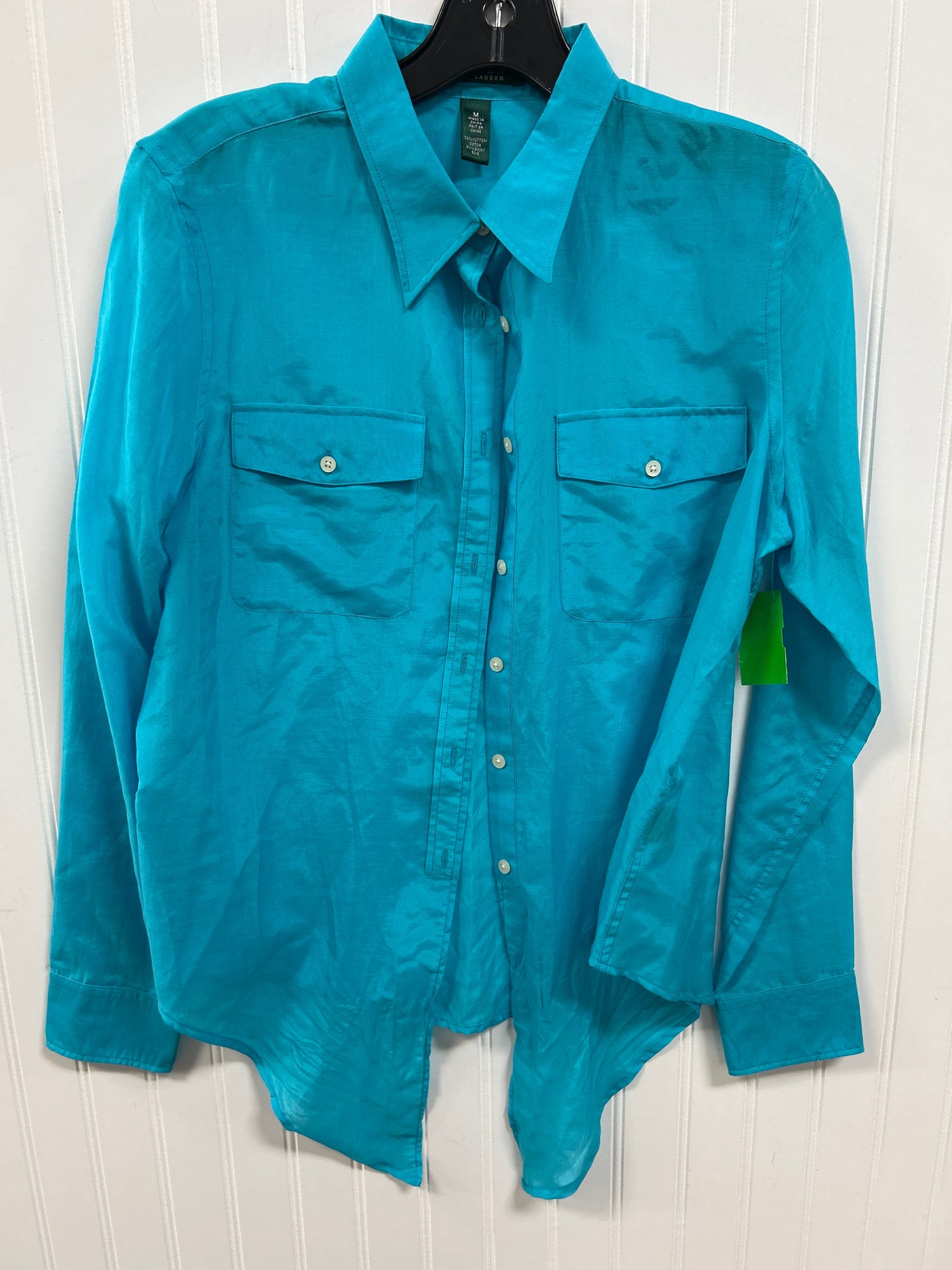 Blouse Ls By Lauren By Ralph Lauren In Blue, Size:M