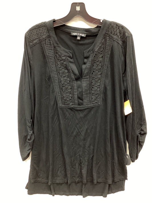 Top 3/4 Sleeve By Cable And Gauge In Black, Size:Xl