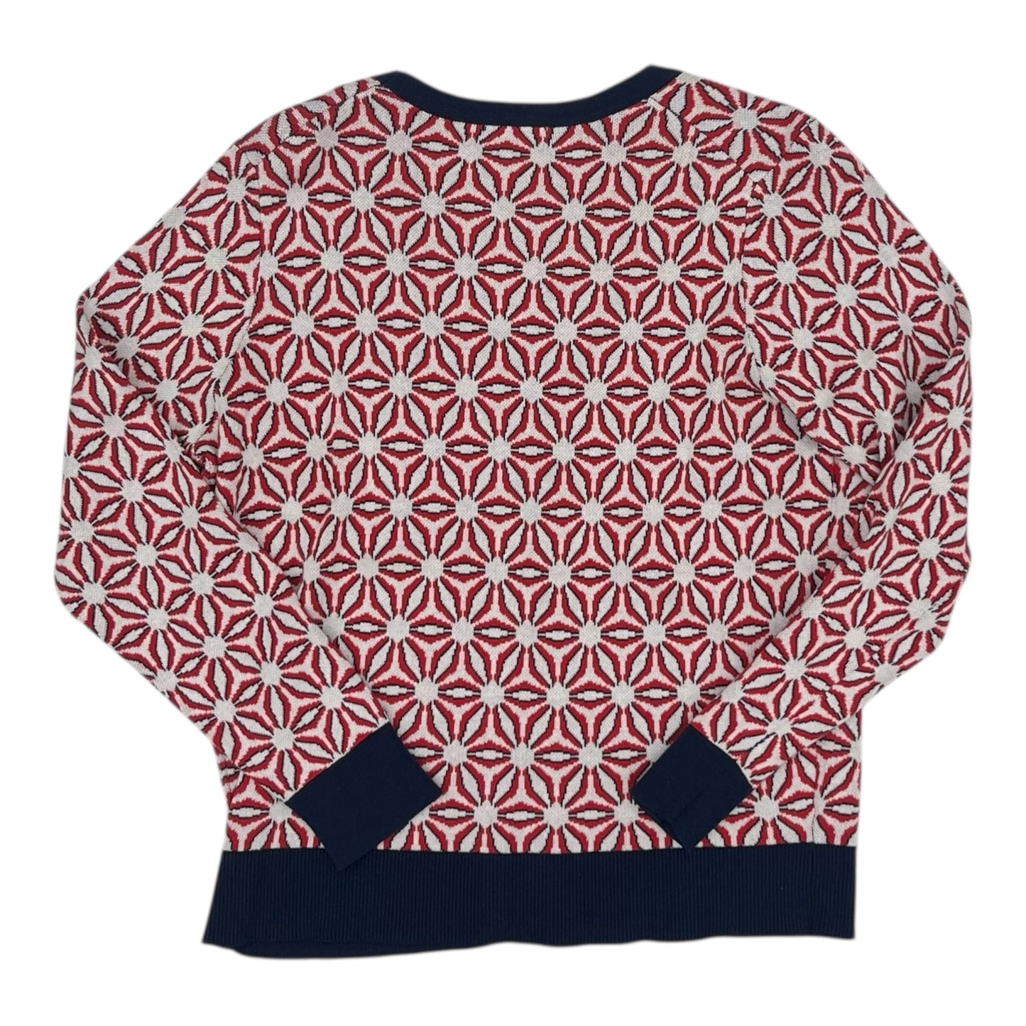 Sweater Cardigan By Charter Club In Blue & Red & White, Size:L