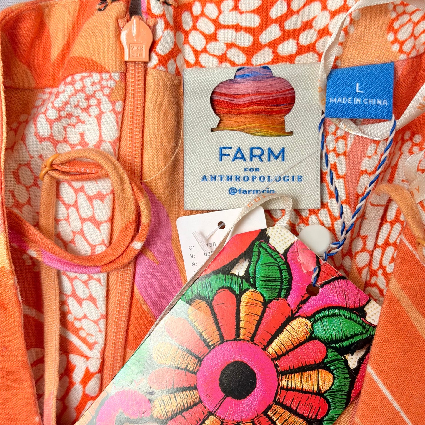 Dress Casual Maxi By Farm Rio In Orange & White, Size: L