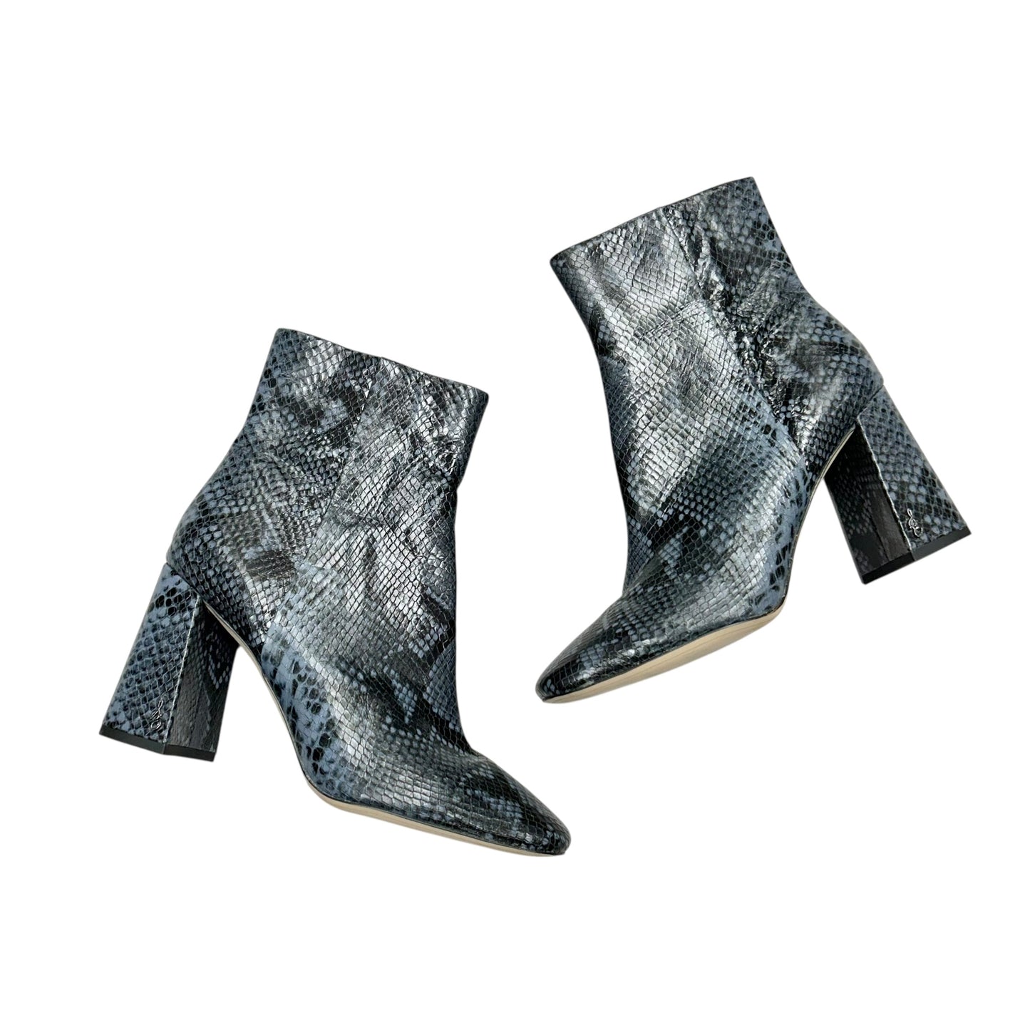 BOOTS ANKLE HEELS by SAM EDELMAN In SNAKESKIN PRINT, Size: 8.5