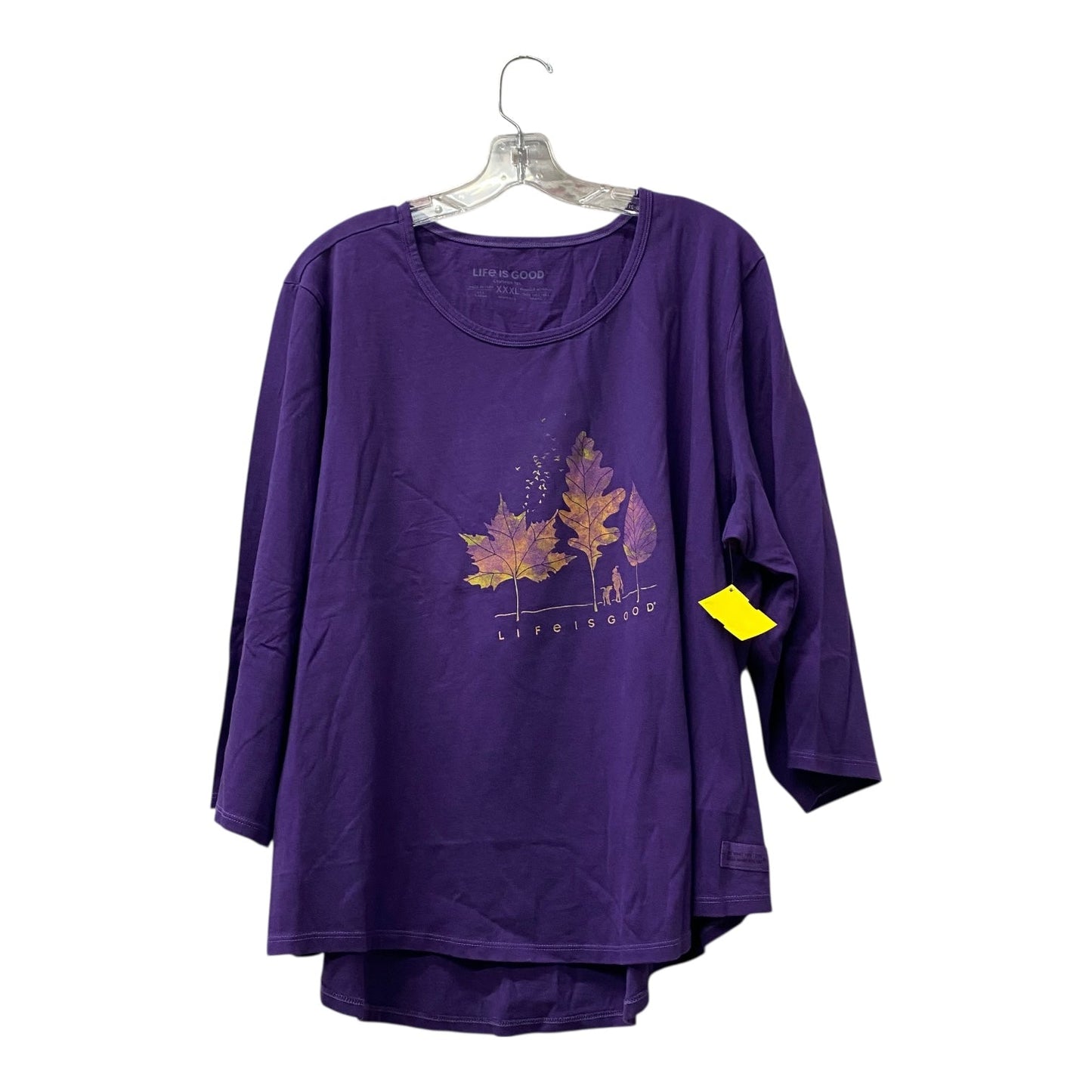 Athletic Top Ls Crewneck By Life Is Good In Purple, Size:2X