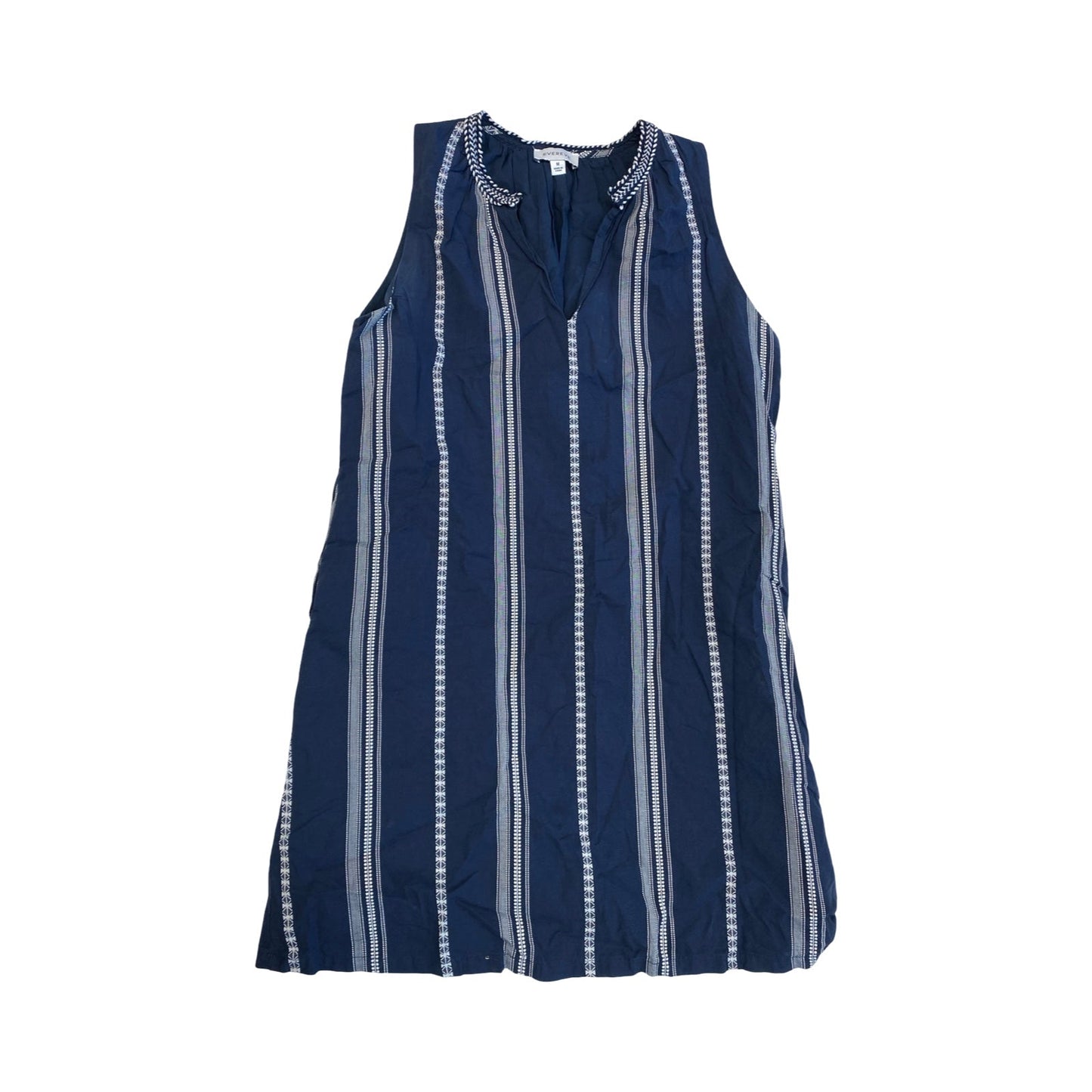 Dress Casual Midi By Evereve In Blue & White, Size:M