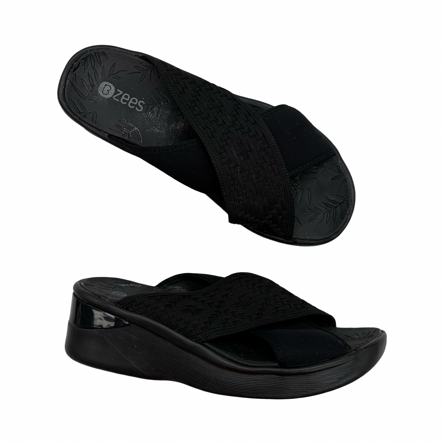 Sandals Heels Platform By Bzees In Black, Size:6.5