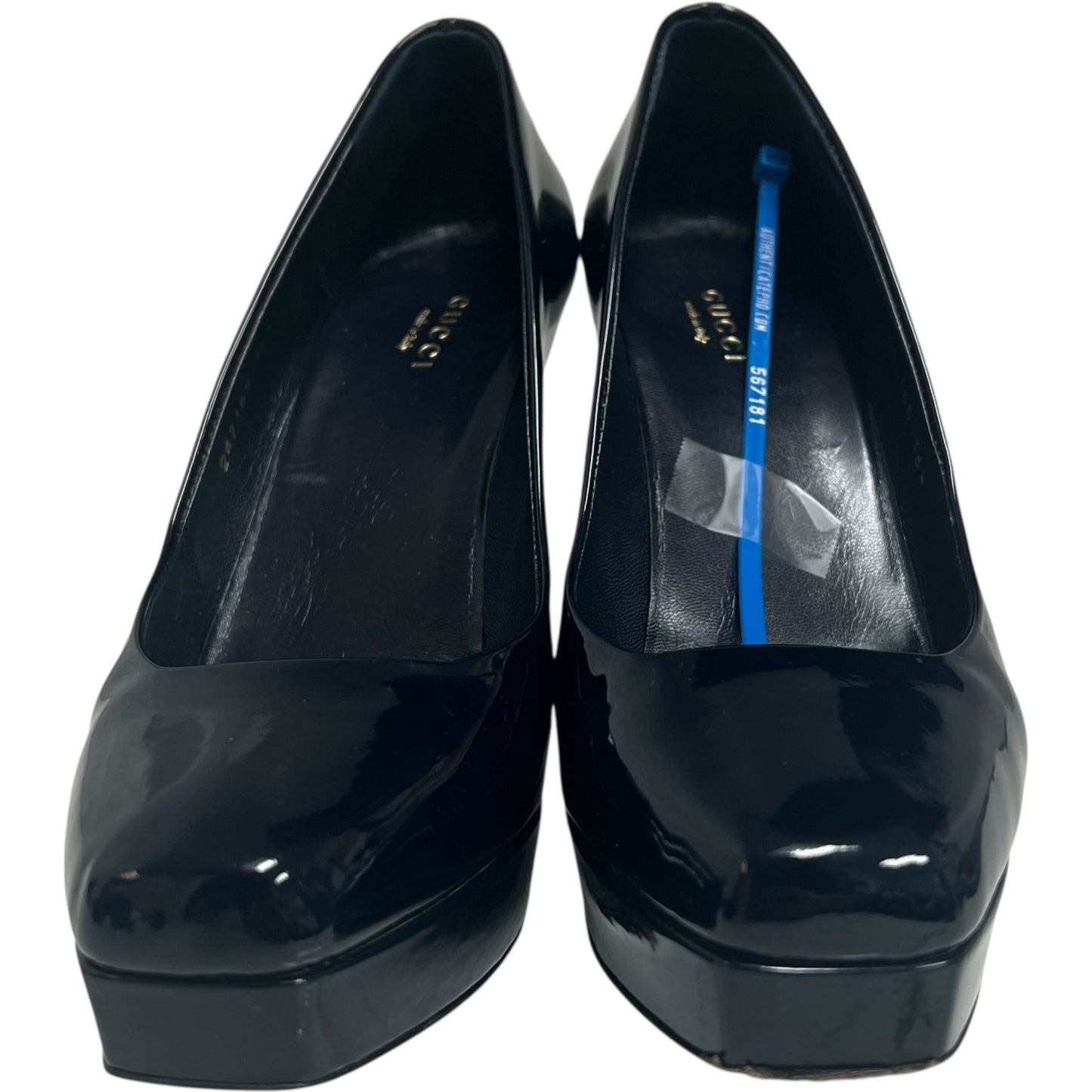 Shoes Luxury Designer By Gucci In Black, Size: 6.5