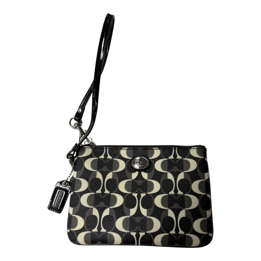 Wristlet Designer By Coach In Black & White, Size:Small