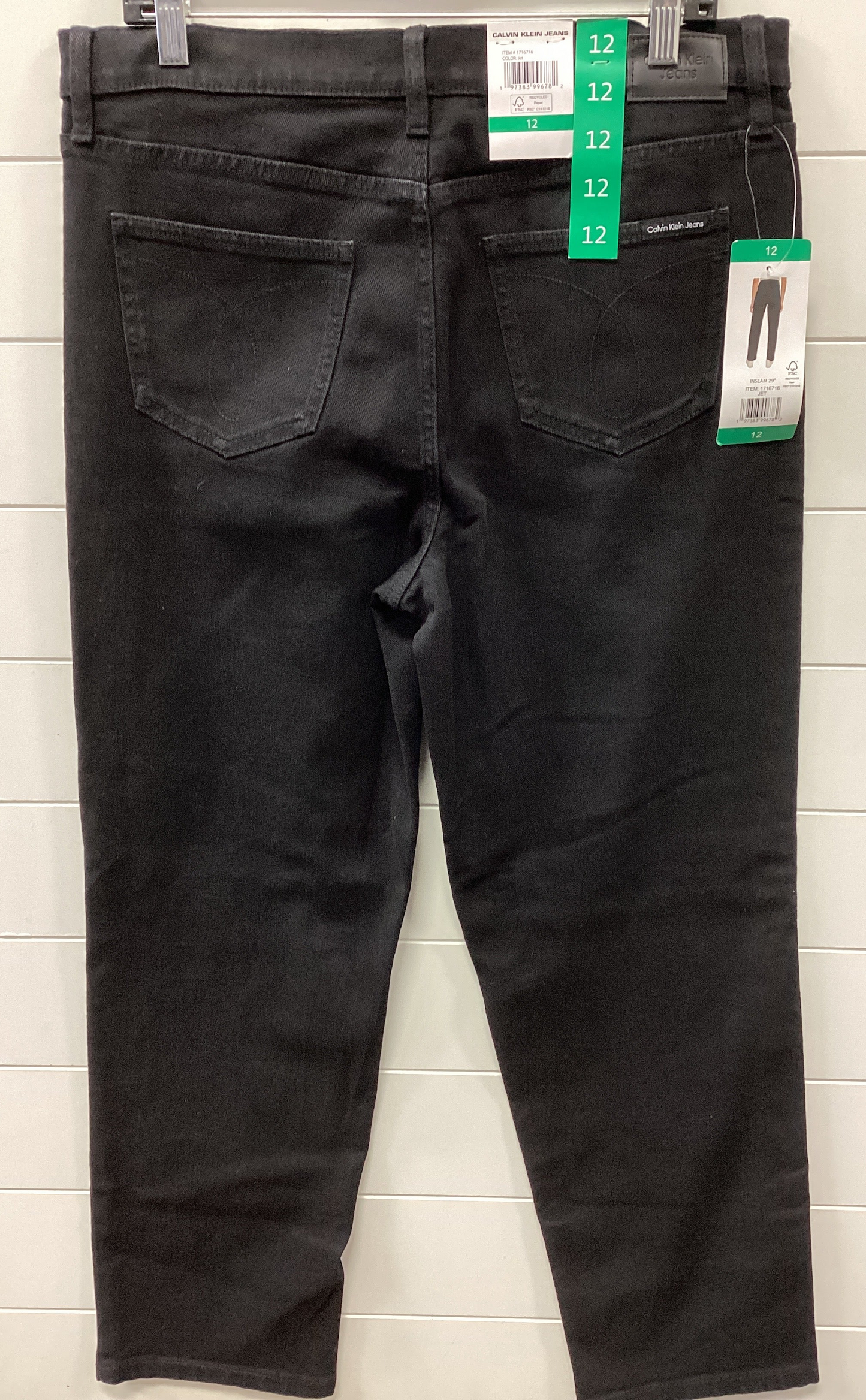 Jeans Boyfriend By Calvin Klein In Black Denim, Size:12