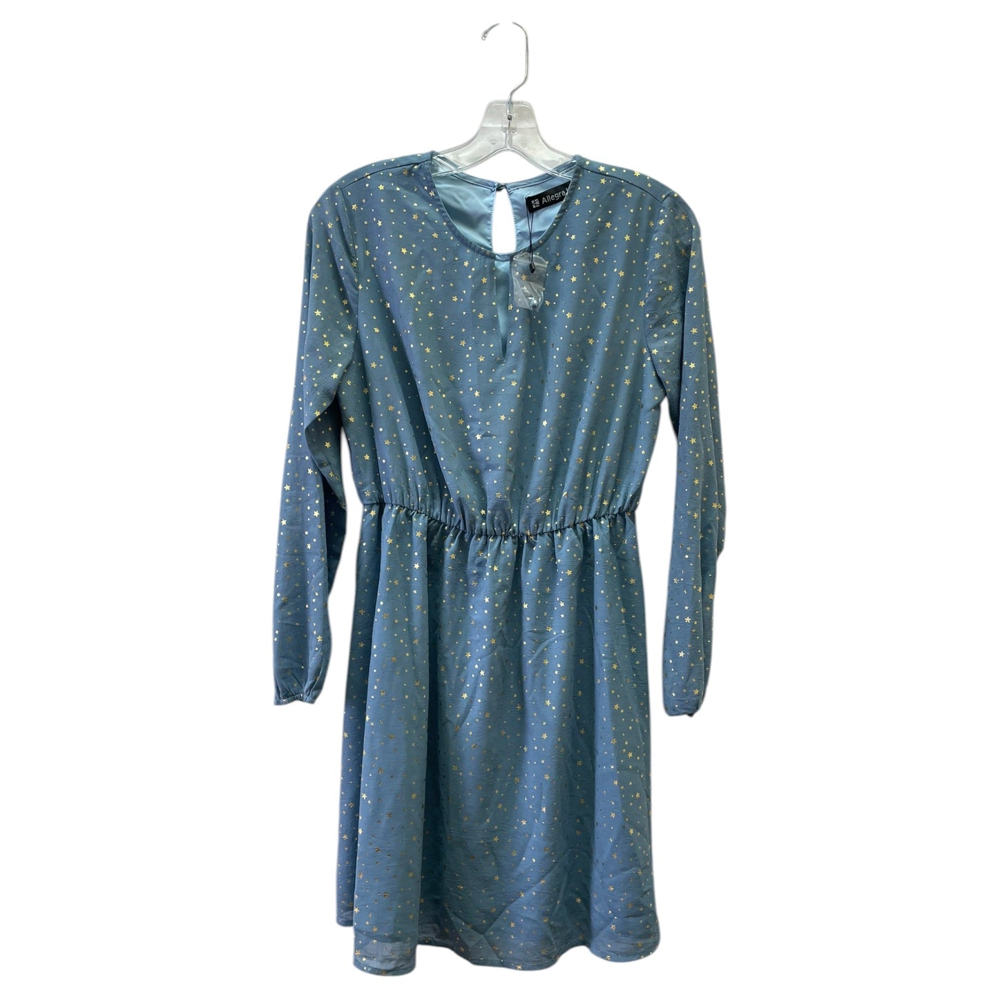 Dress Casual Midi By Allegra K In Blue & Gold, Size:S