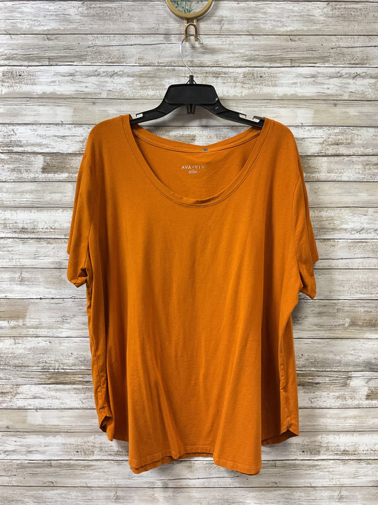 Top Ss Basic By Ava & Viv In Orange, Size:3X