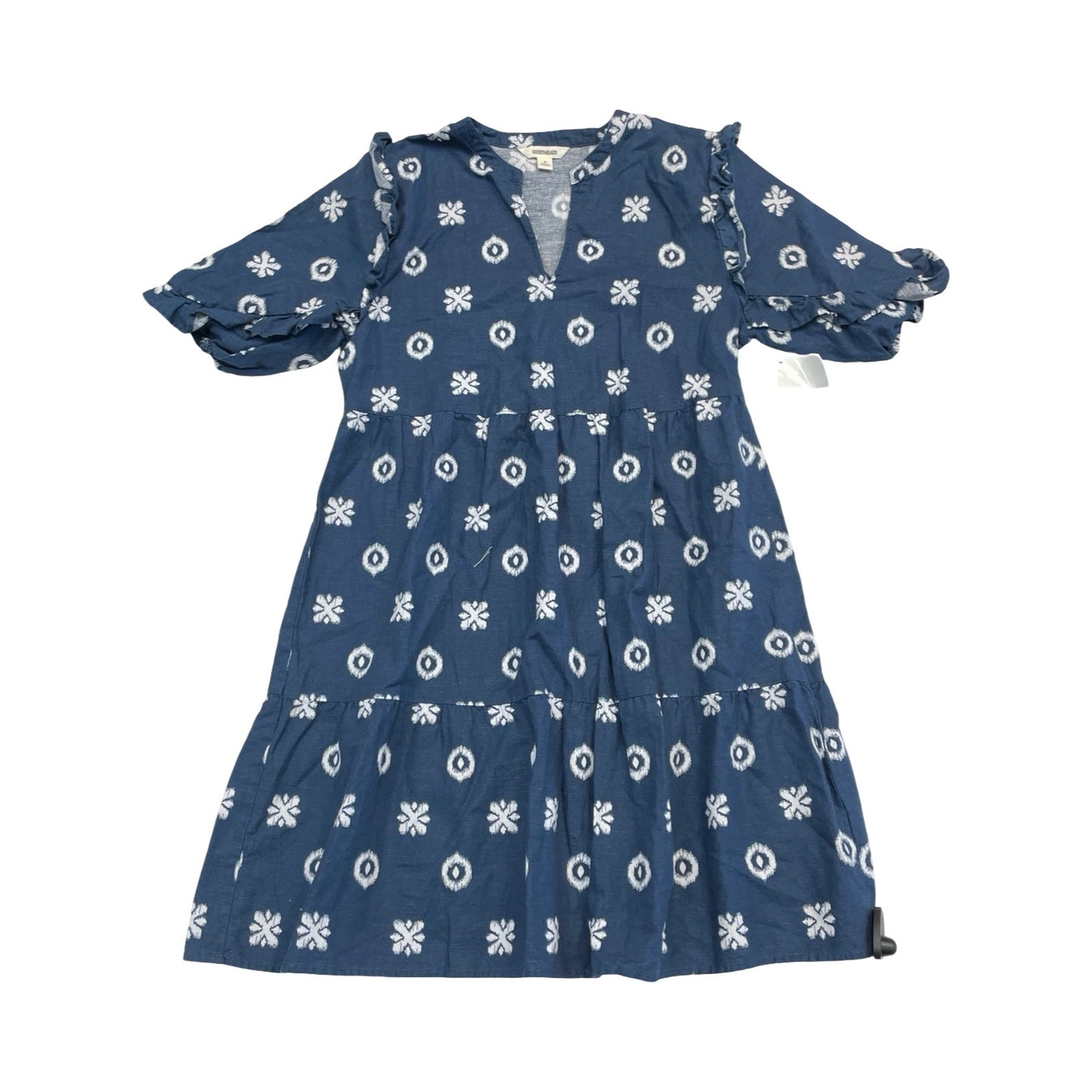 Dress Casual Midi By Cmc In Blue & White, Size:M