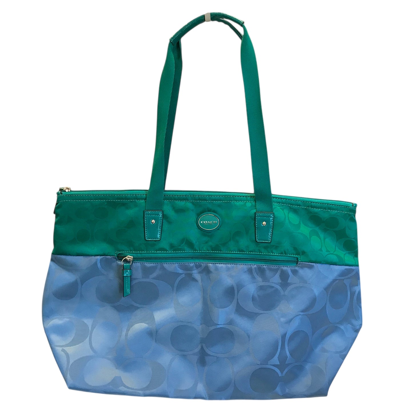 Tote Designer By Coach In Blue & Green, Size:Medium