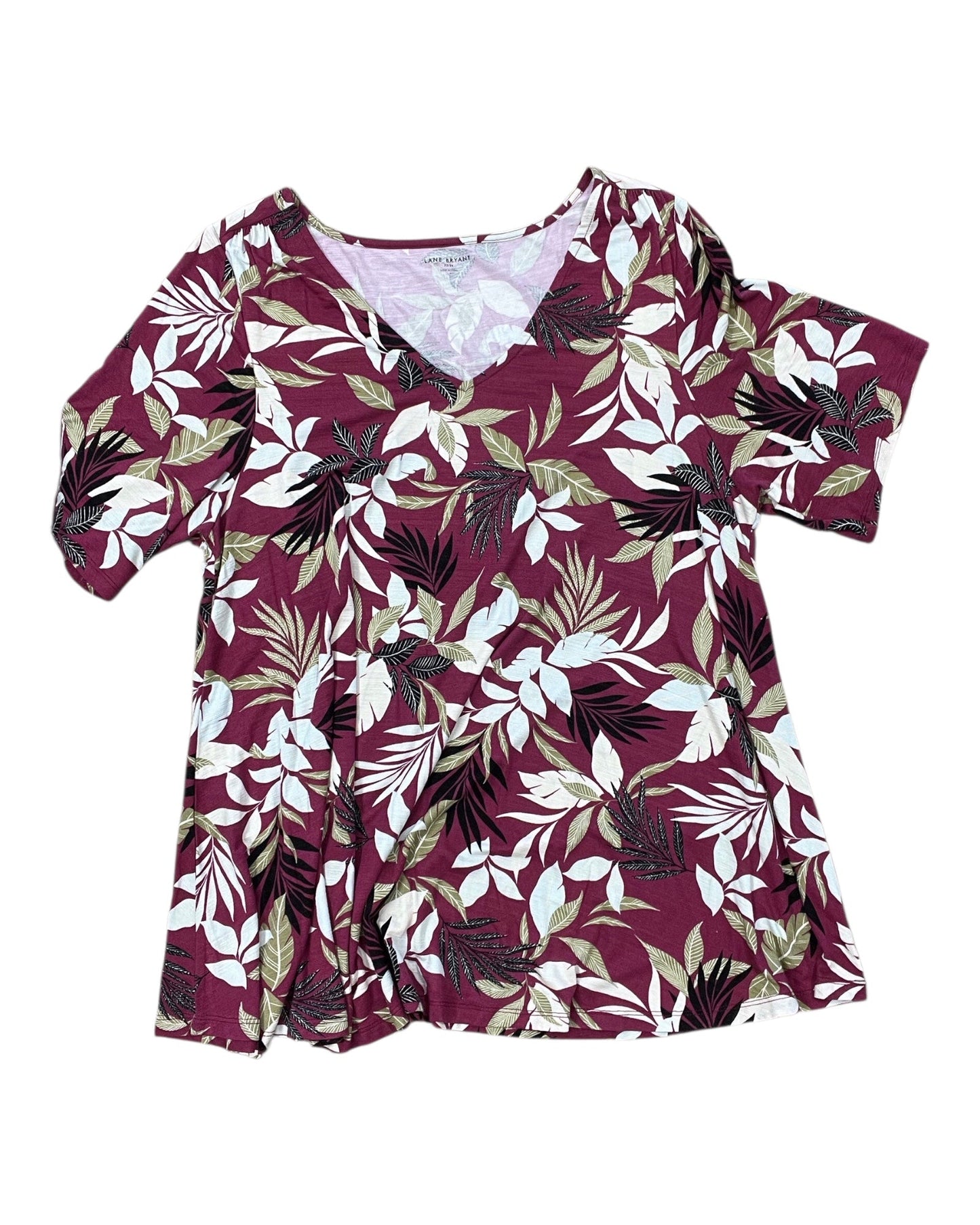 Top Ss By Lane Bryant In Pink & White, Size:3X