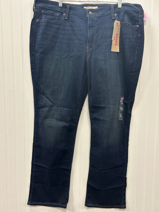 Jeans Straight By Levis In Blue Denim, Size:22 NWT