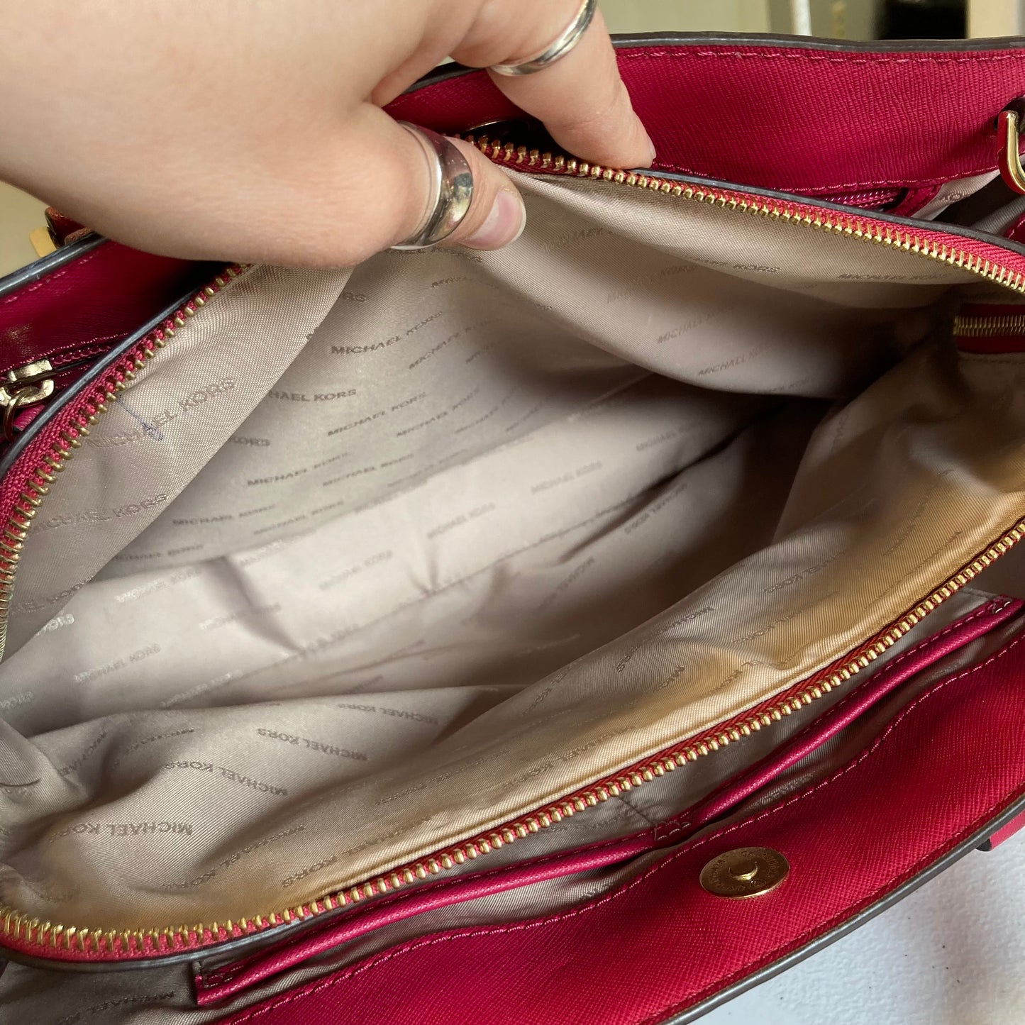 Handbag Designer By Michael Kors In Pink, Size:Large