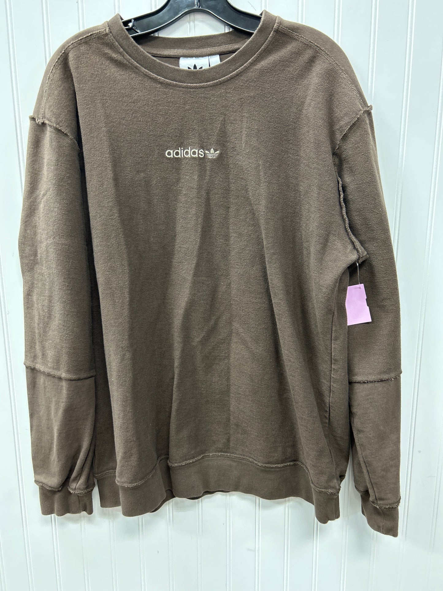 Athletic Top Ls Crewneck By Adidas In Brown, Size:L