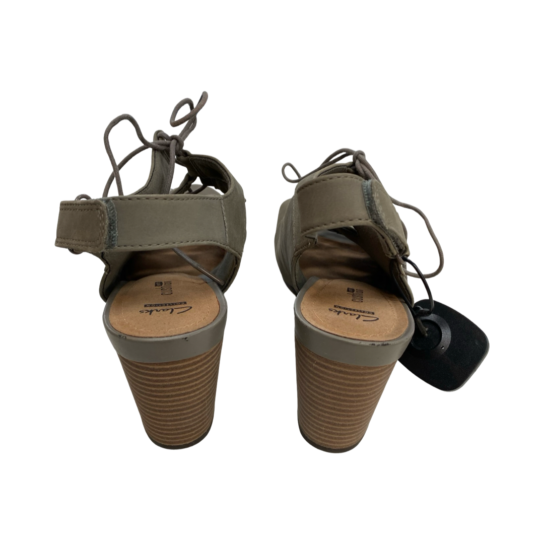 Sandals Heels Block By Clarks In Green, Size:10