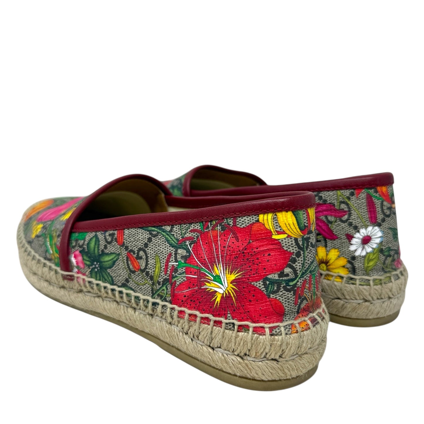 GG Supreme Monogram Flora Espadrilles In Coated Canvas Luxury Designer By Gucci In Floral Print, Size: 6 (36)