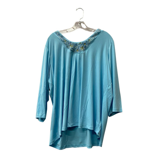 Top 3/4 Sleeve By Susan Graver In Blue, Size:2X