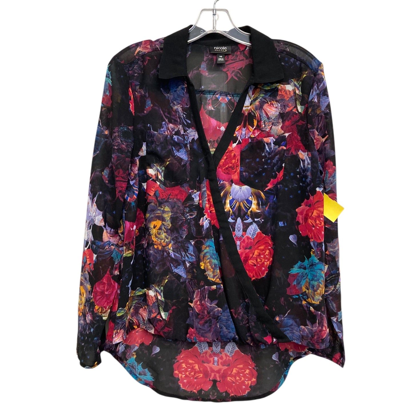 Top Ls By Nicole By Nicole Miller In Floral Print, Size:Xs
