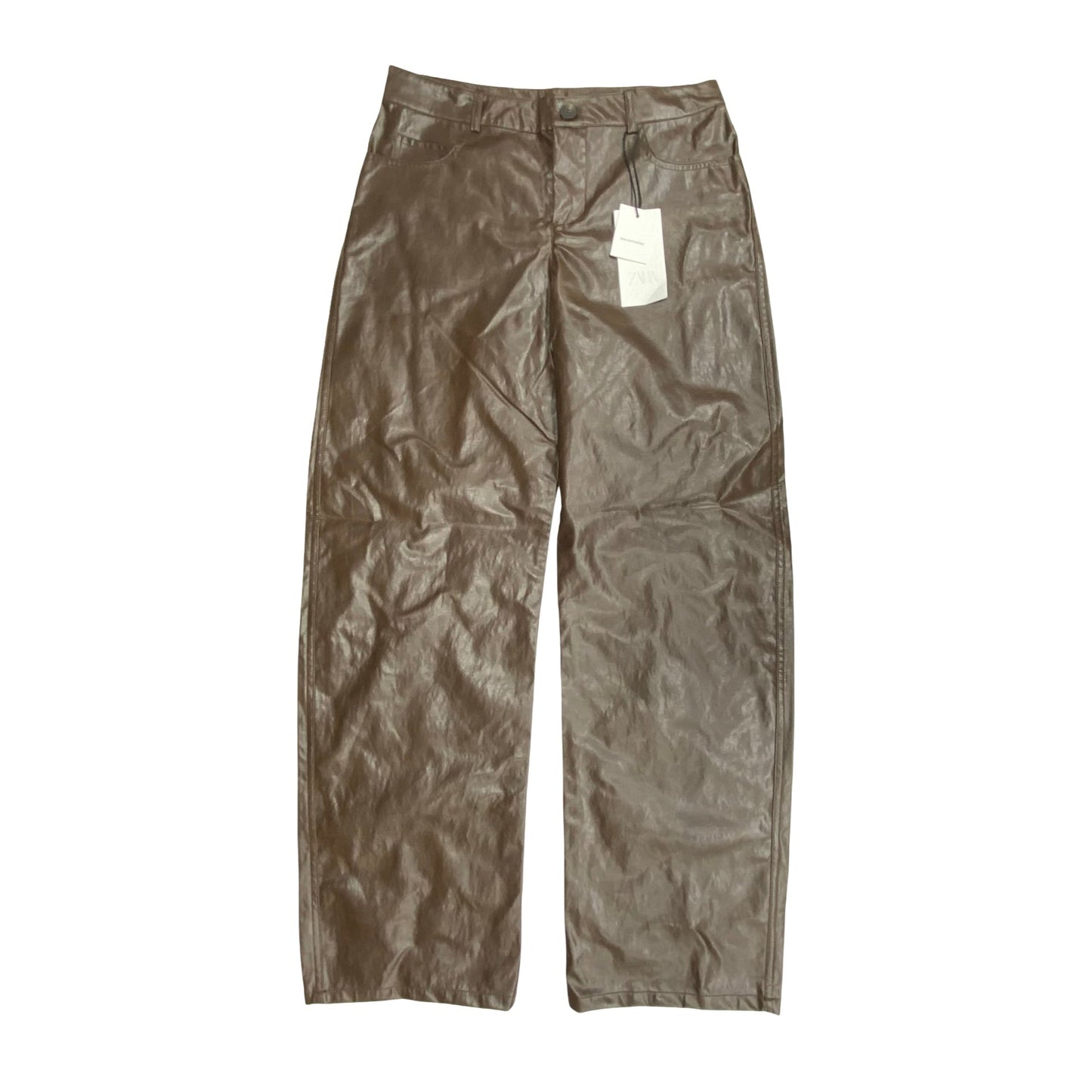 Pants Wide Leg By Zara In Brown, Size:S