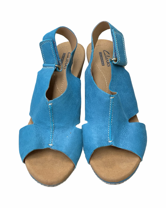Sandals Heels Wedge By Clarks In Blue, Size:7