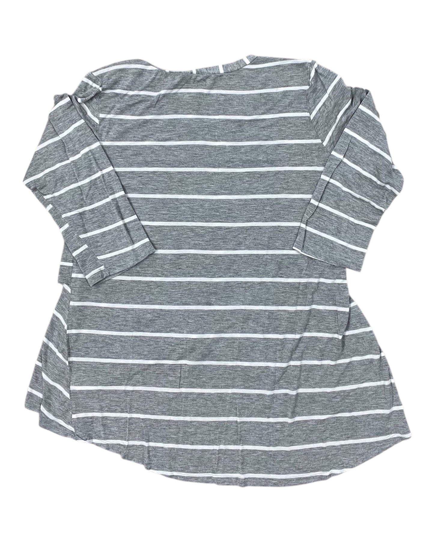 Top 3/4 Sleeve By Como Vintage In Grey & White, Size:Xl