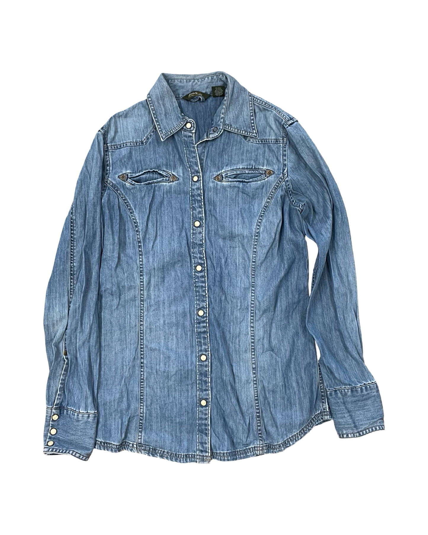 Top Ls By Eddie Bauer In Blue Denim, Size:M