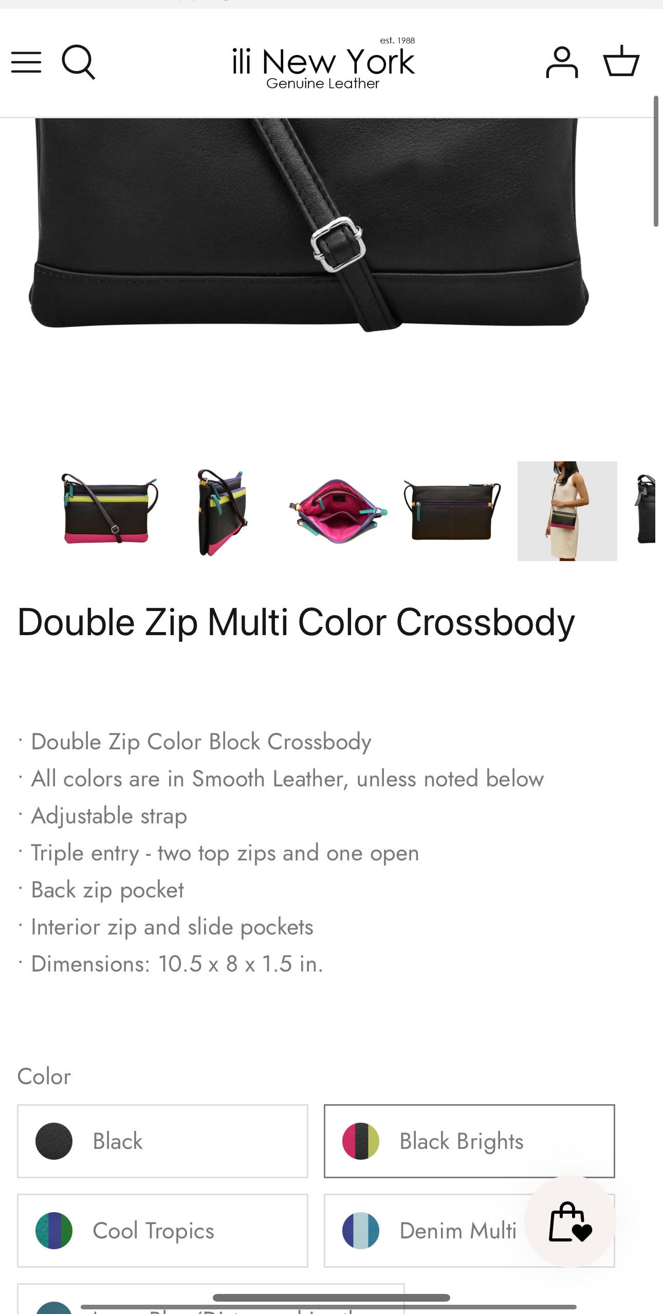 Leather Double Zip Multi Color Crossbody By ili New York, Size: Small