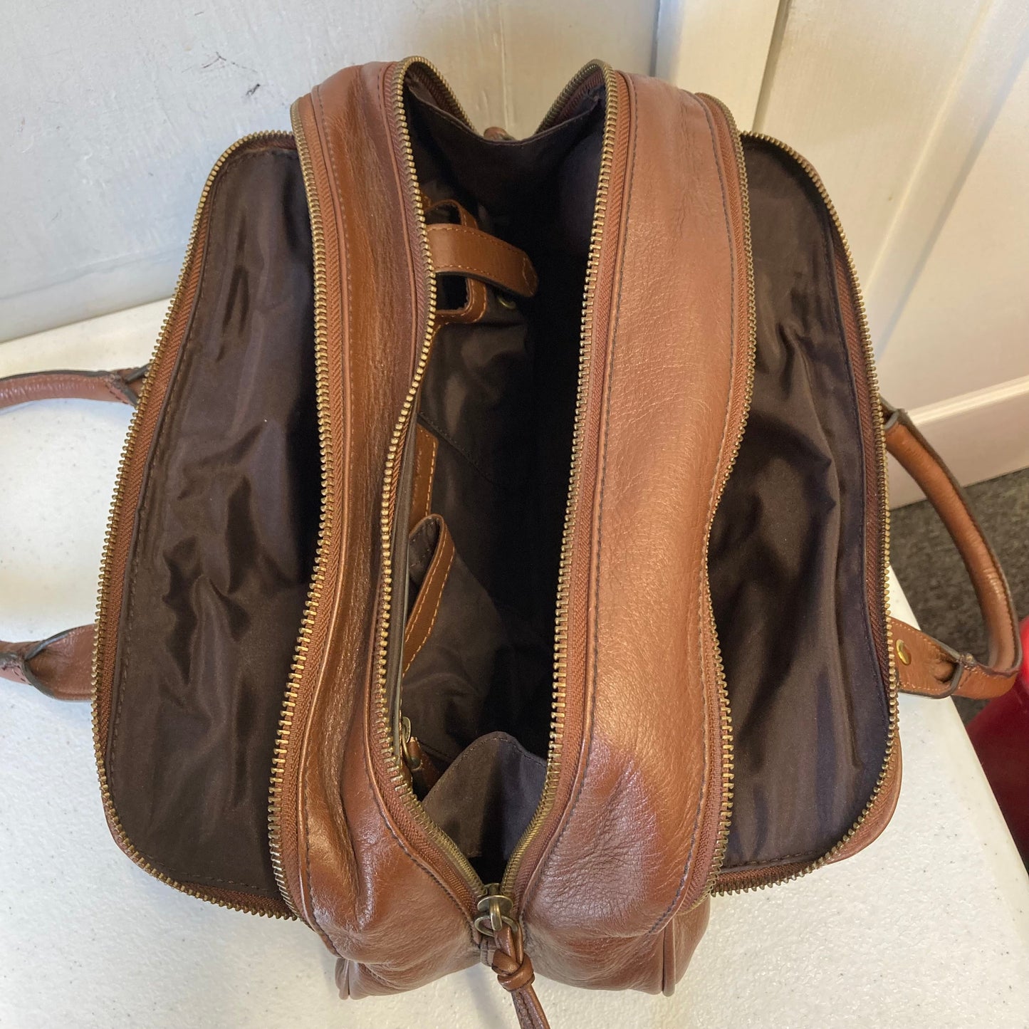 Handbag Leather By Cole-Haan In Brown, Size:Medium