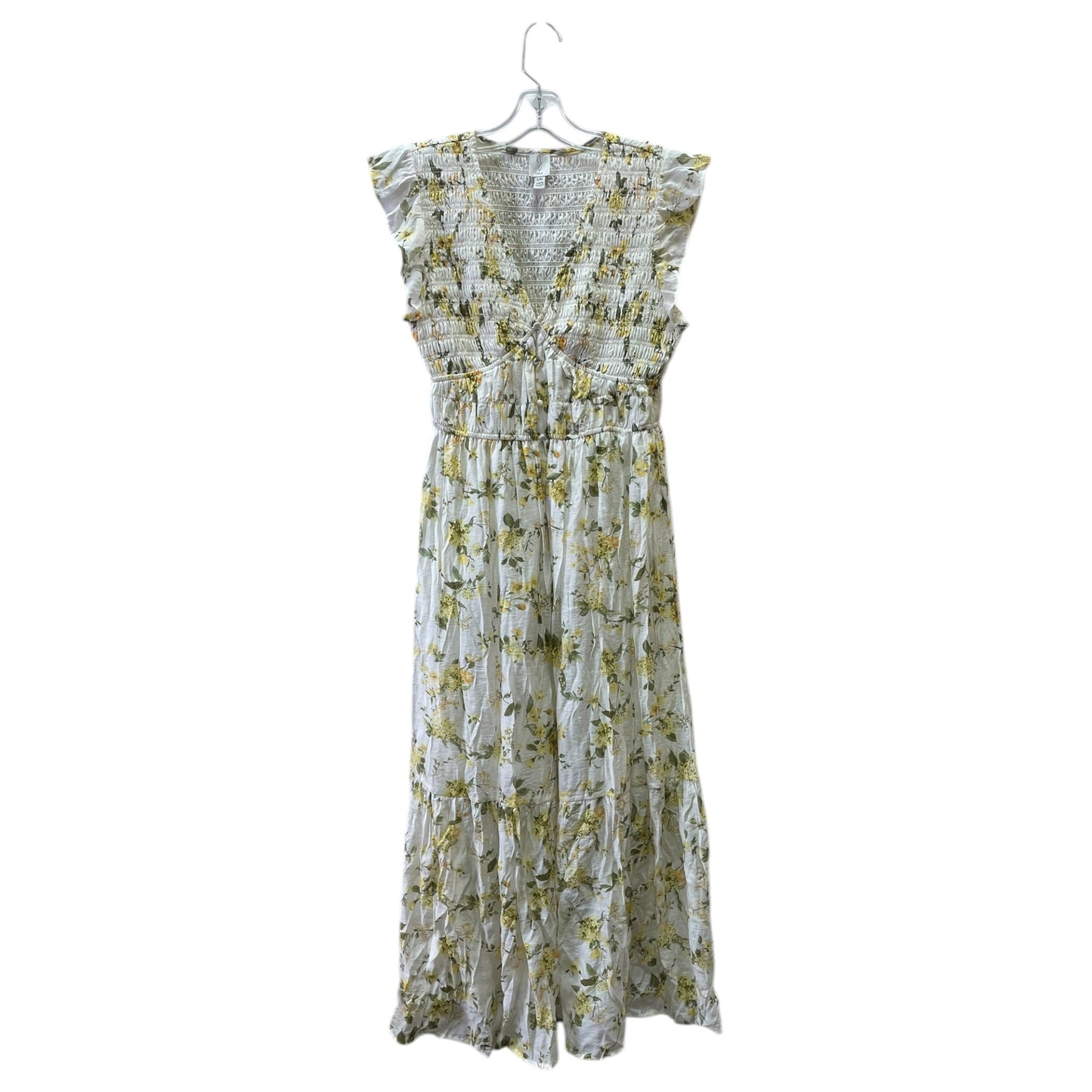 Dress Casual Midi By Joie In Cream & Yellow, Size:L