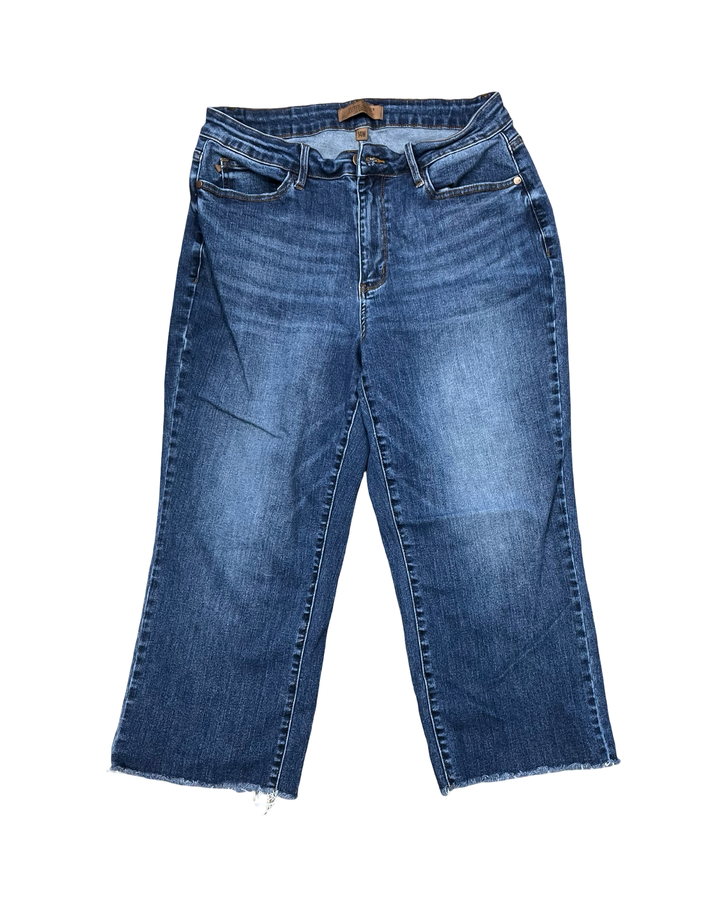 Jeans Cropped By Judy Blue In Blue Denim, Size:14