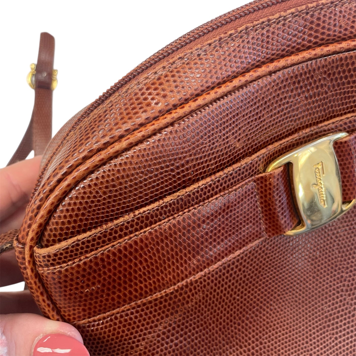 Crossbody Luxury Designer By Ferragamo In Brown, Size:Small