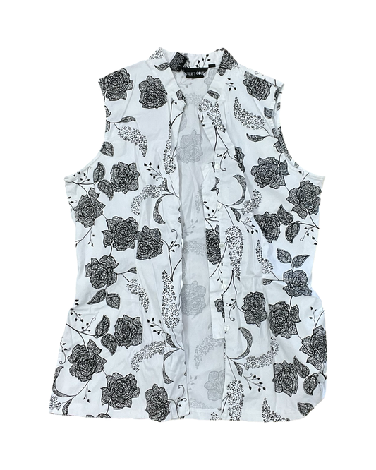 Blouse Sleeveless By Clothes Mentor In Black & White, Size:L