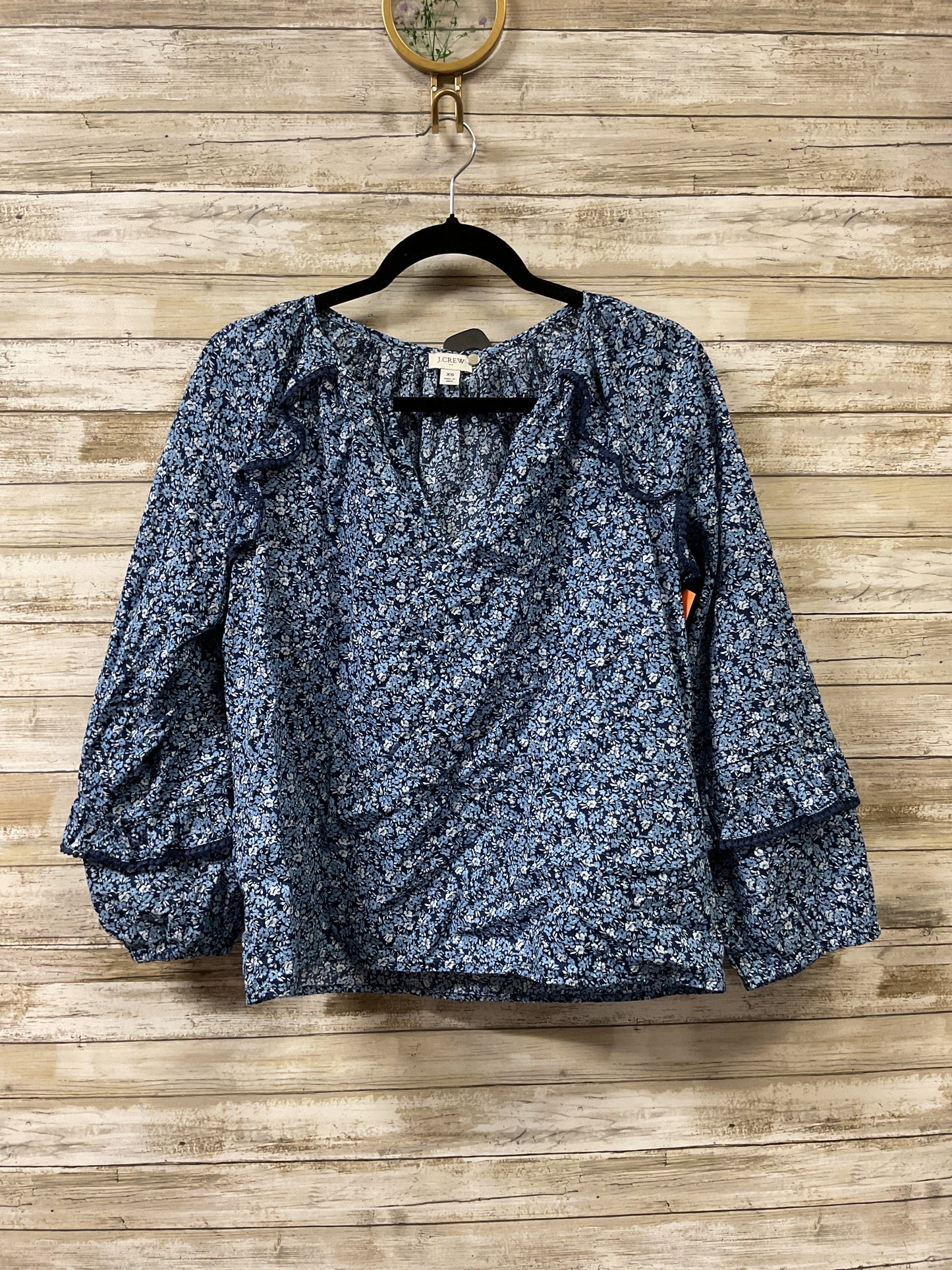 Blouse Ls By J. Crew In Blue & White, Size:Xs