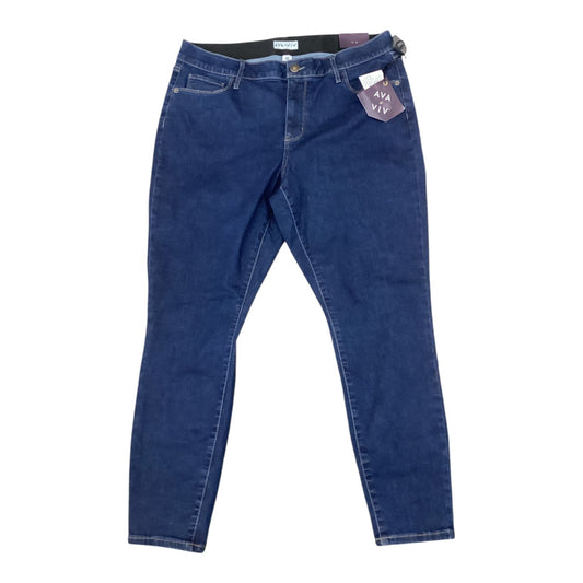 Jeans Skinny By Ava & Viv In Blue Denim, Size:16