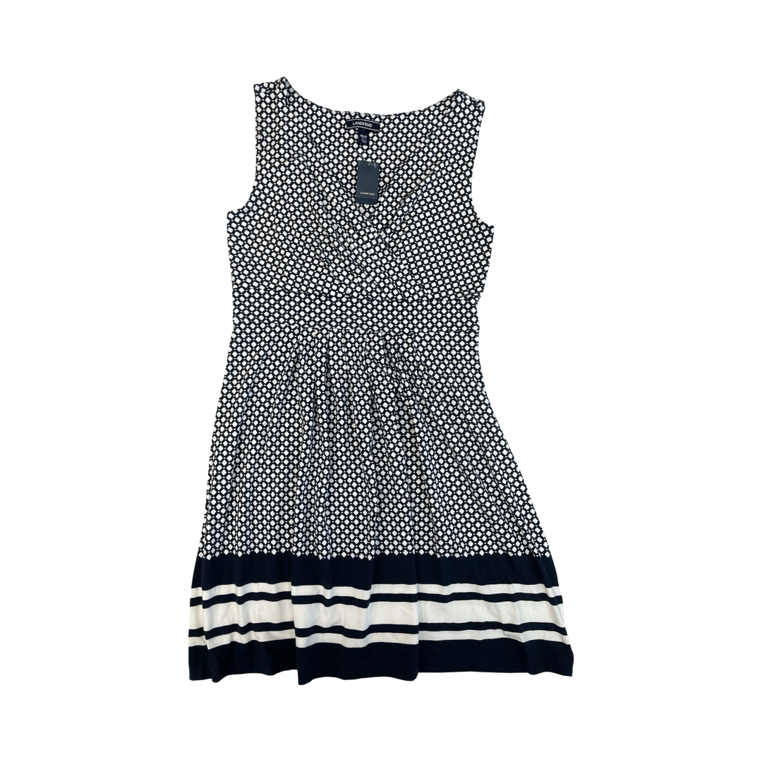 Dress Casual Midi By Lands End In Blue & White, Size:Mp