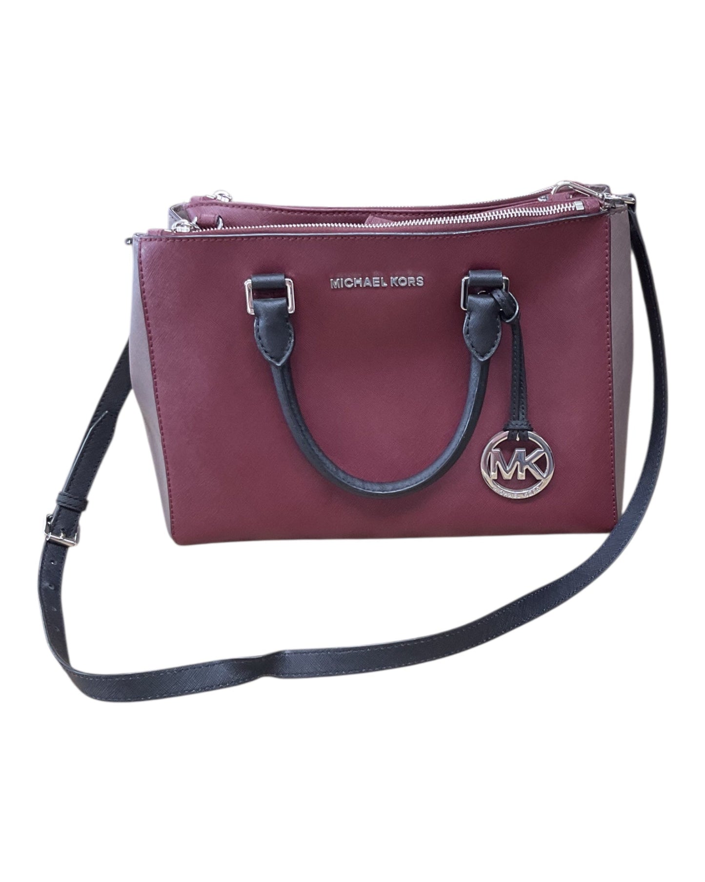 Handbag Designer By Michael Kors In Maroon, Size:Medium