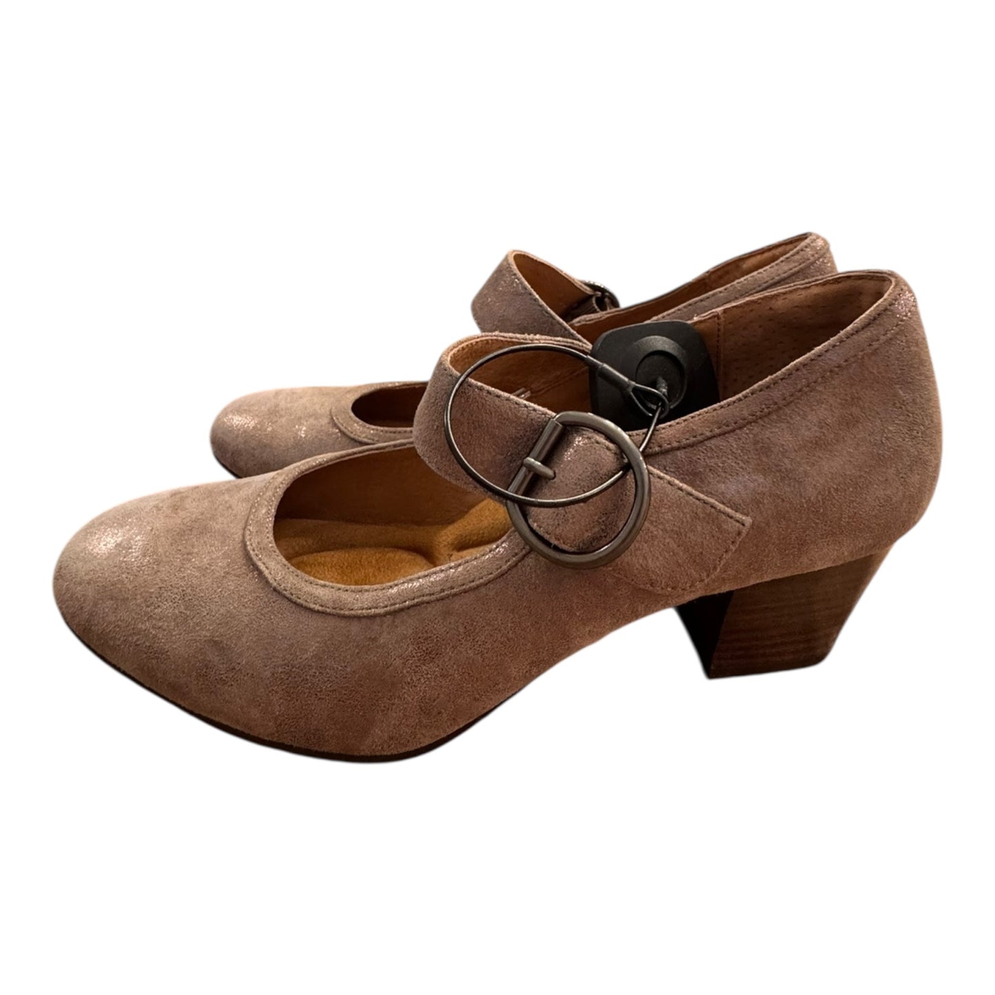 Shoes Heels Block By Sofft In Grey & Gold, Size:8.5
