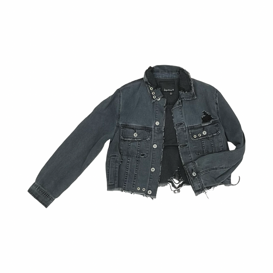 Jacket Denim By Clothes Mentor In Black Denim, Size:S