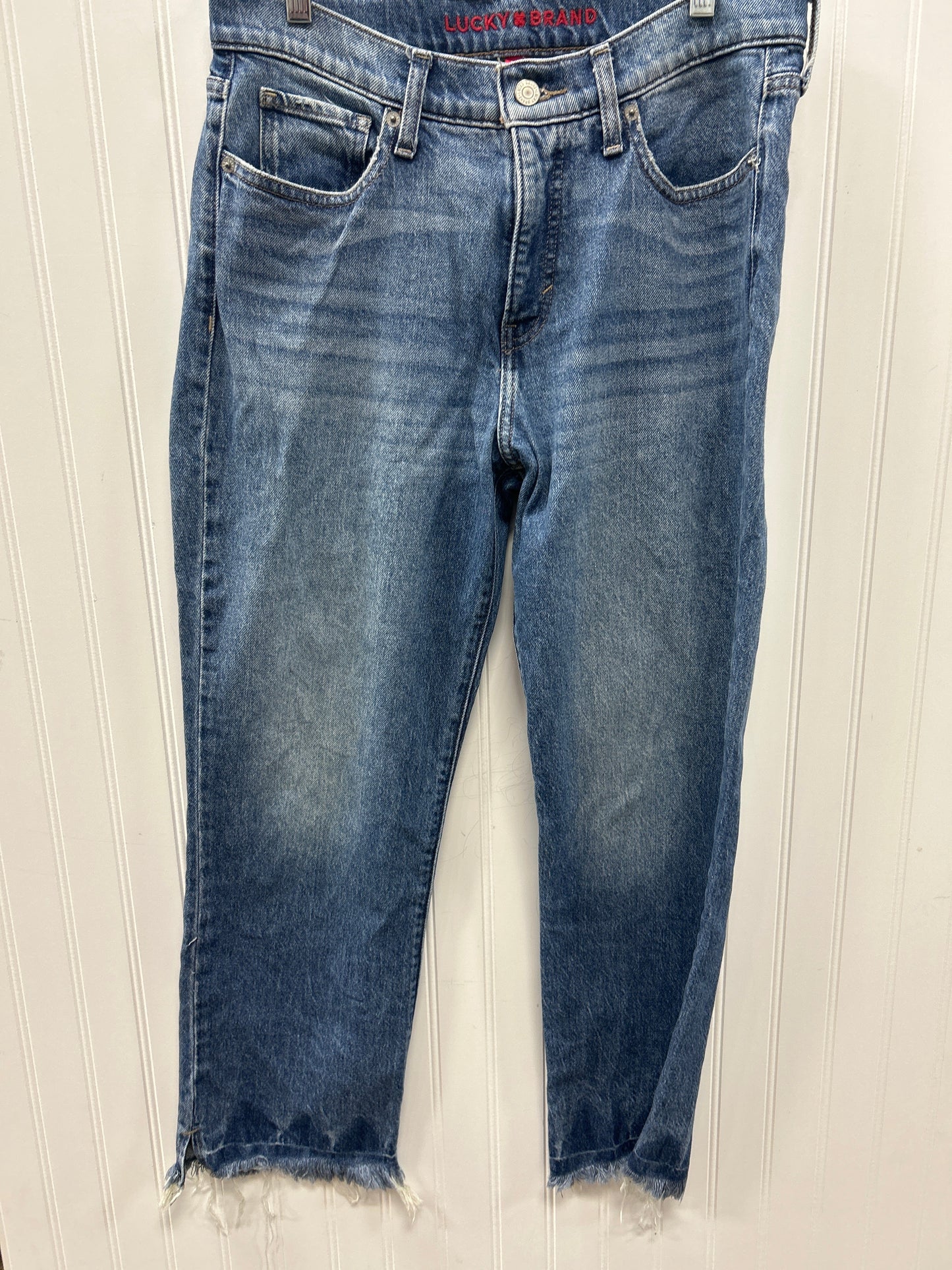 Jeans Straight By Lucky Brand In Blue Denim, Size:8