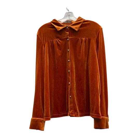 Blouse Ls By Shein In Orange, Size:Xl