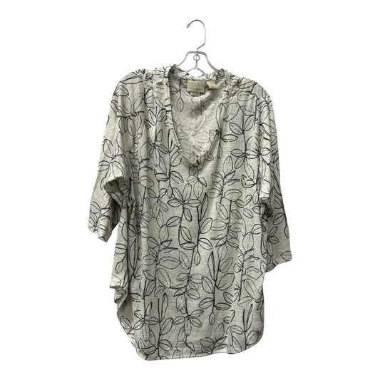Top 3/4 Sleeve By Cynthia Rowley In Black & Cream, Size:2X