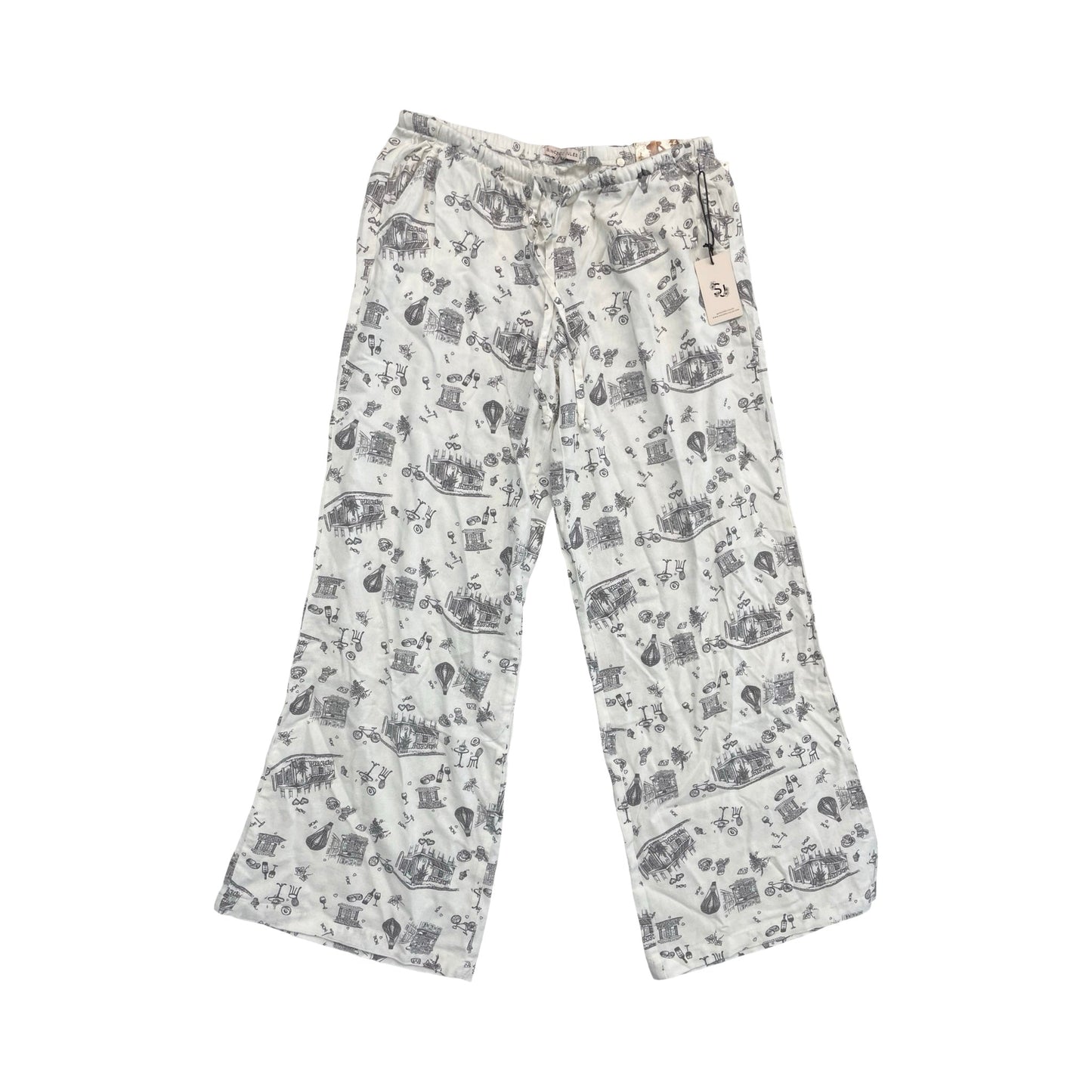 Pants Wide Leg By Sincerely Jules In Cream & Grey, Size:L