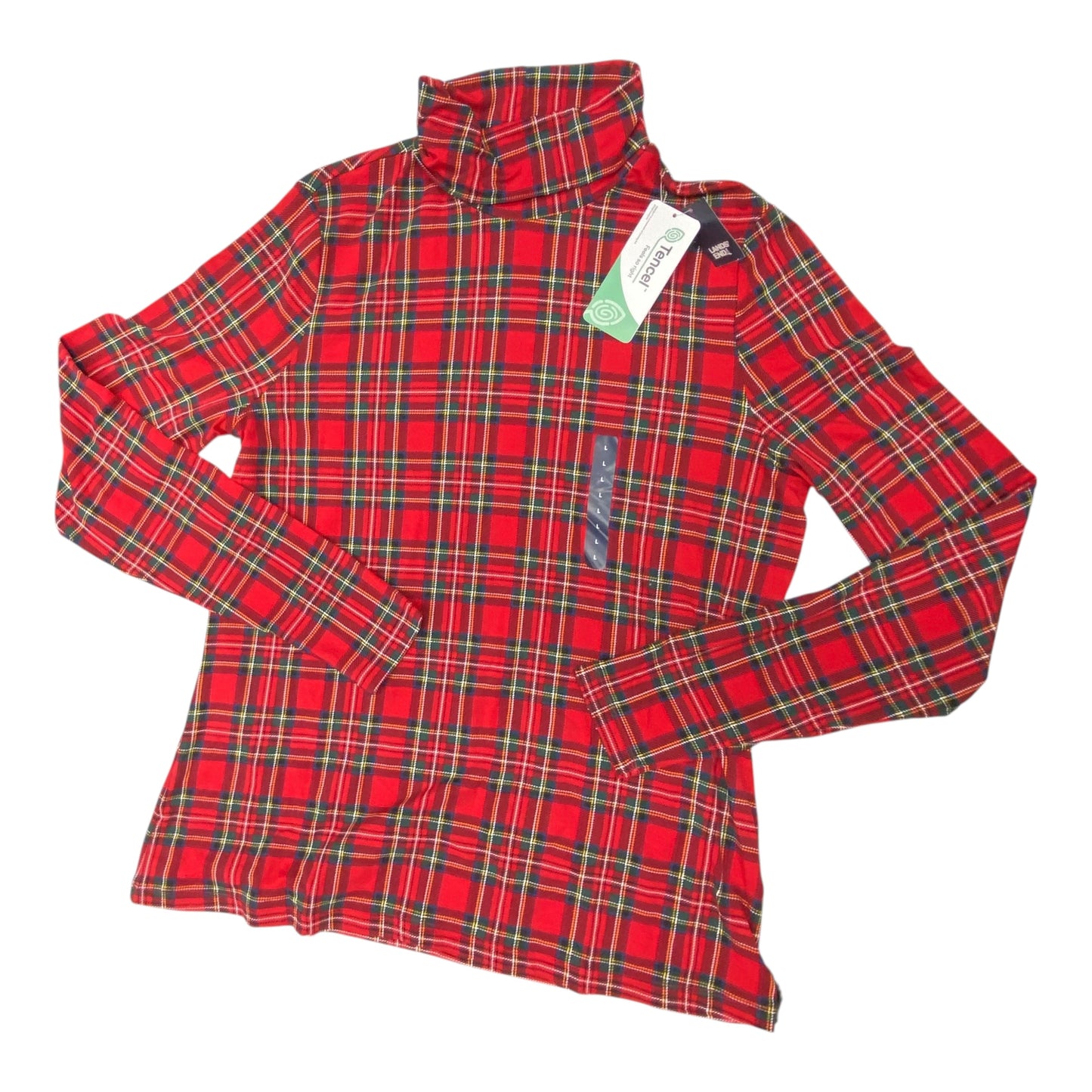 Top Ls By Lands End In Plaid Pattern, Size:L