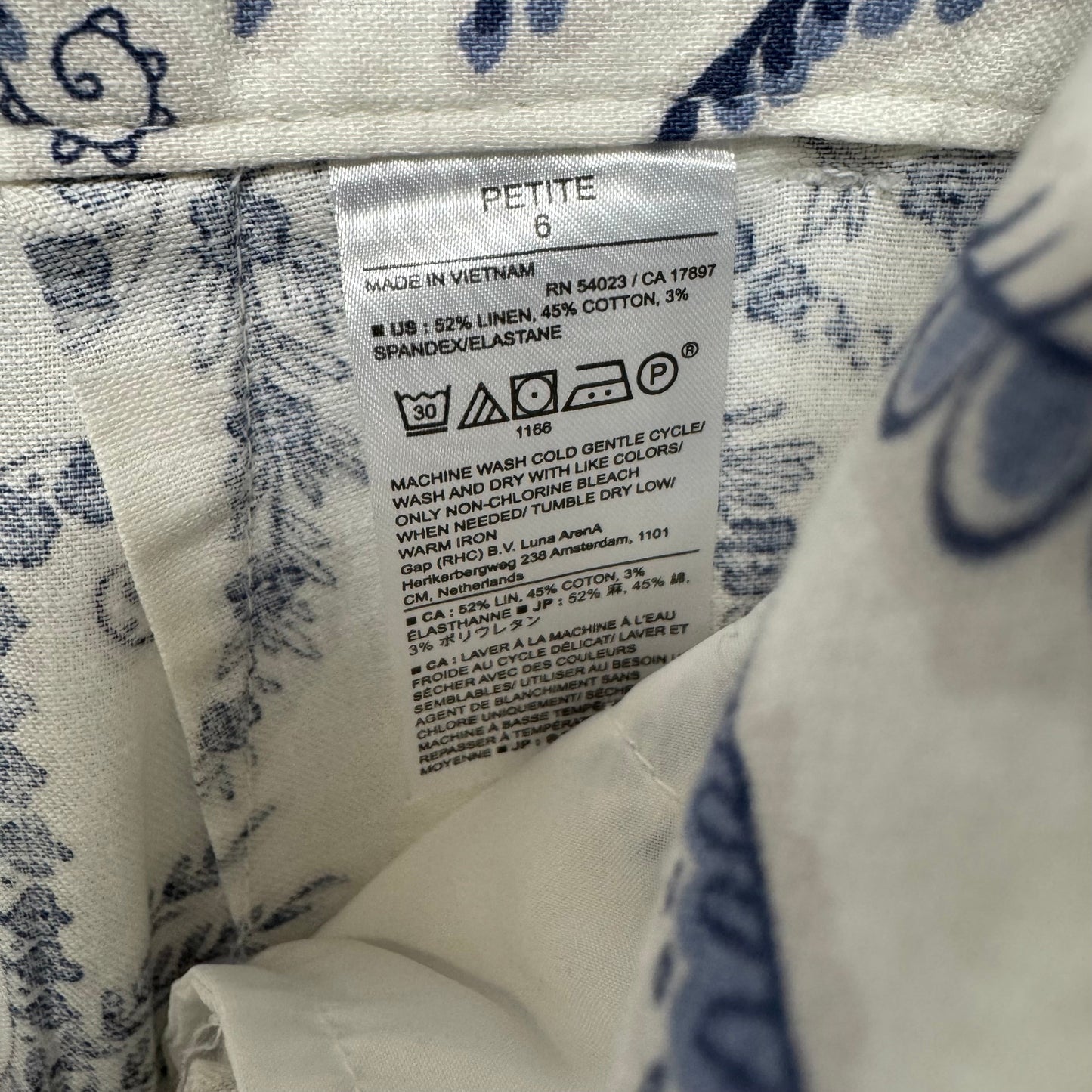 Wide Leg Pants Linen Blend By Banana Republic In Blue & White, Size: 6p