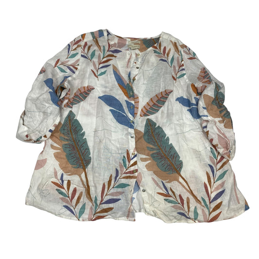 Top 3/4 Sleeve By Cynthia Rowley In Cream, Size:2X